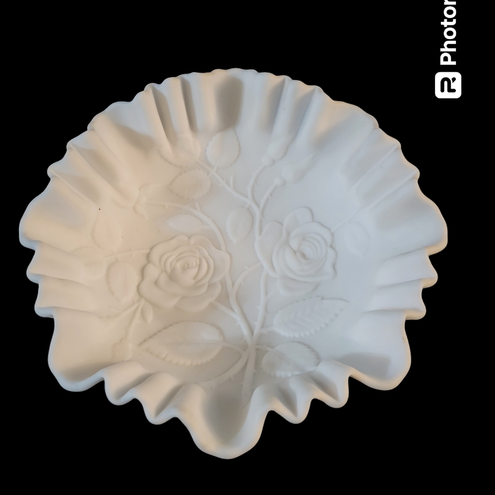 Vintage Imperial Glass Rose Embossed Bowl